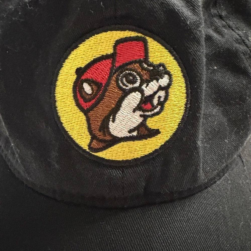 Buc-ee's Beaver Logo Black Cotton Strapback Hat Baseball Cap One Size OSFM Texas - Picture 3 of 7